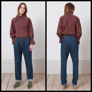 💕RACHEL COMEY💕 Axis Pant Pleated Jeans High Rise ~ 8 Indigo Bantam Blue NWOT